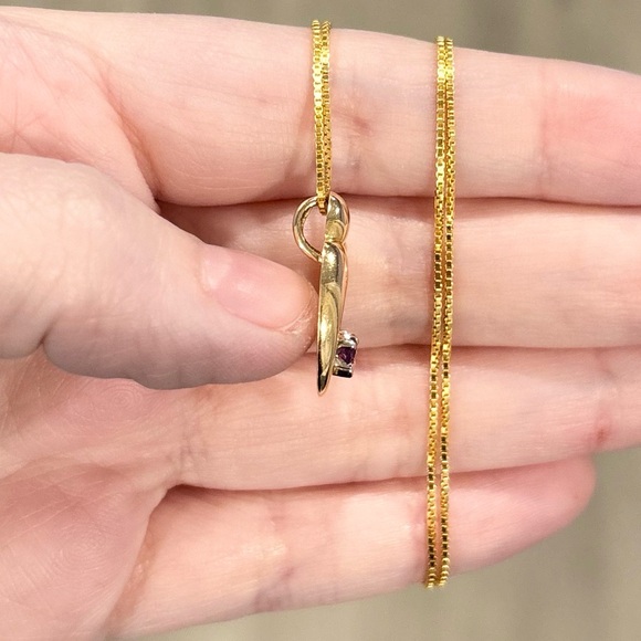 14K Kaynar three stone amethyst Ruby citrine vintage yellow gold open pendant - Picture 7 of 10